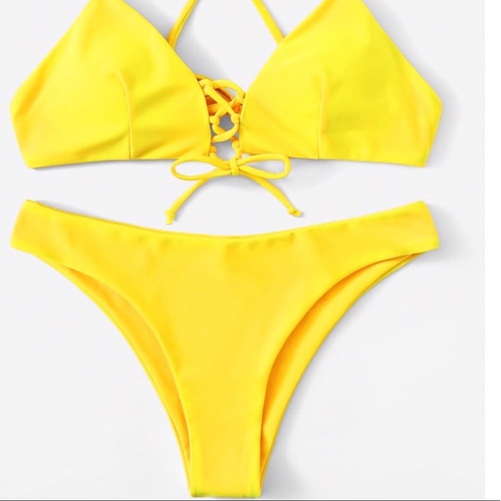 Bright  Yellow Strappy Bikini NEW